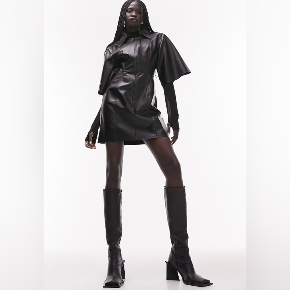 **SOLD**Topshop Faux Leather Mini Shirt Dress